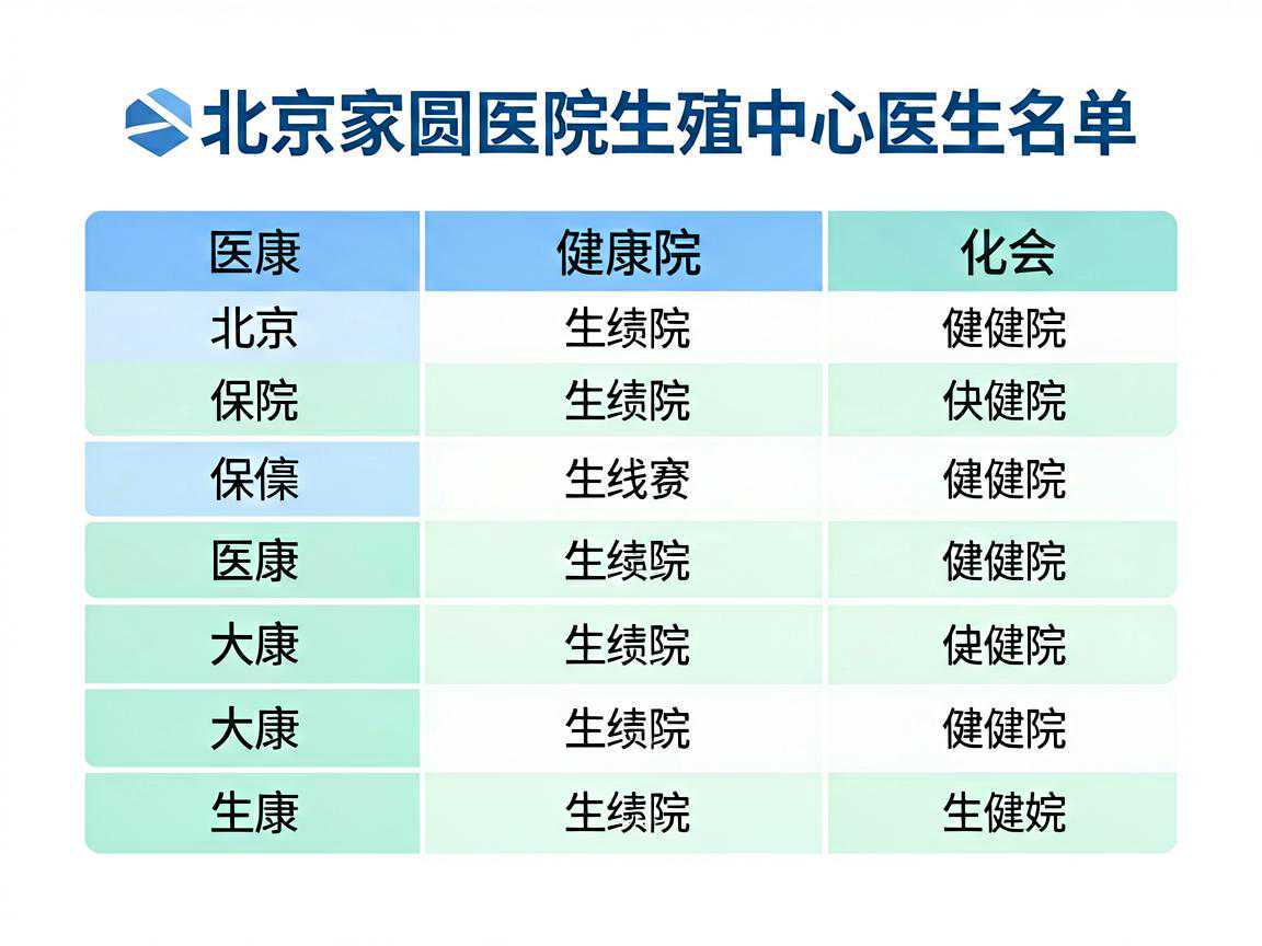 北京家圆医院生殖中心医生名单表
