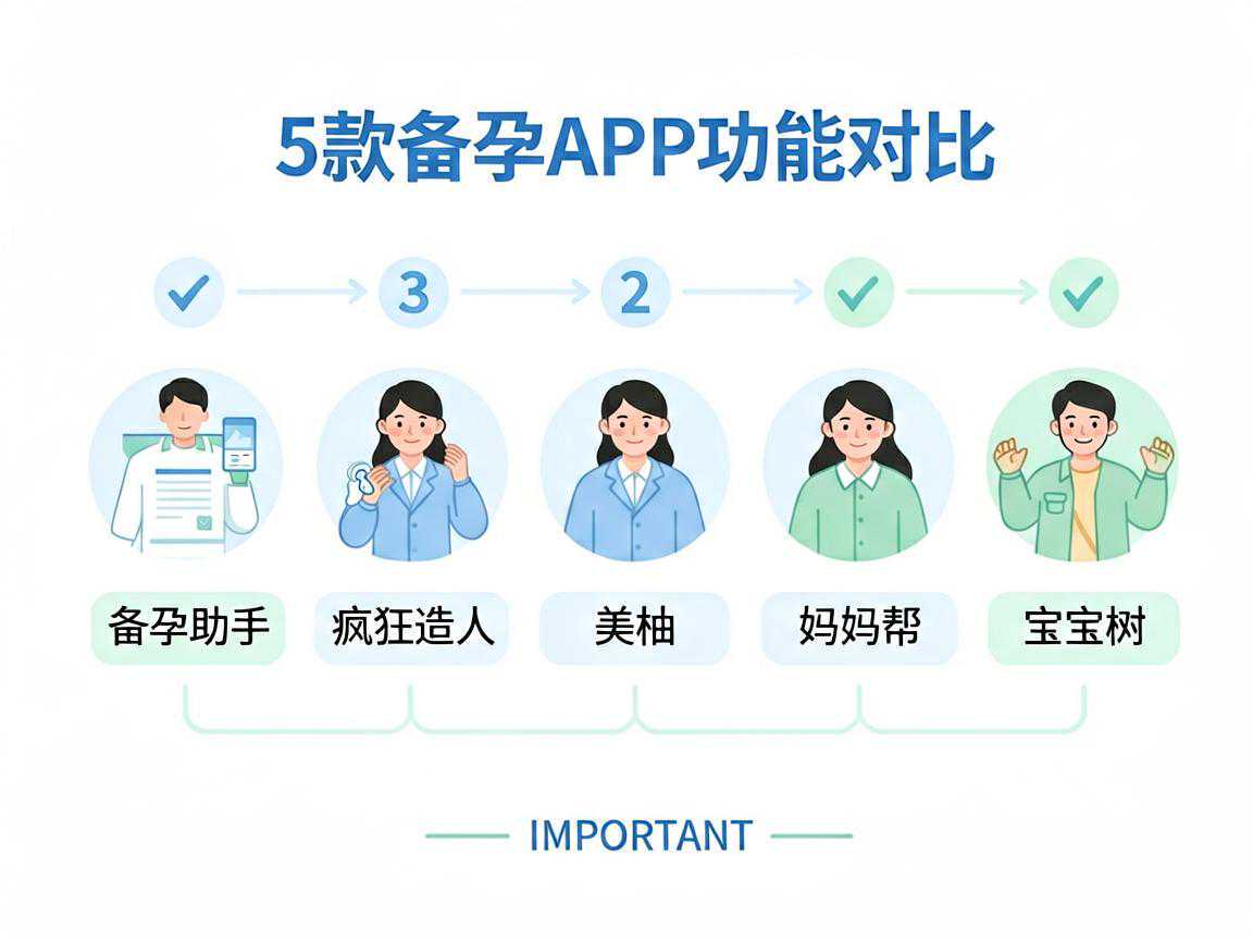 5款备孕APP功能对比:备孕助手vs疯狂造人vs美柚vs妈妈帮vs宝宝树