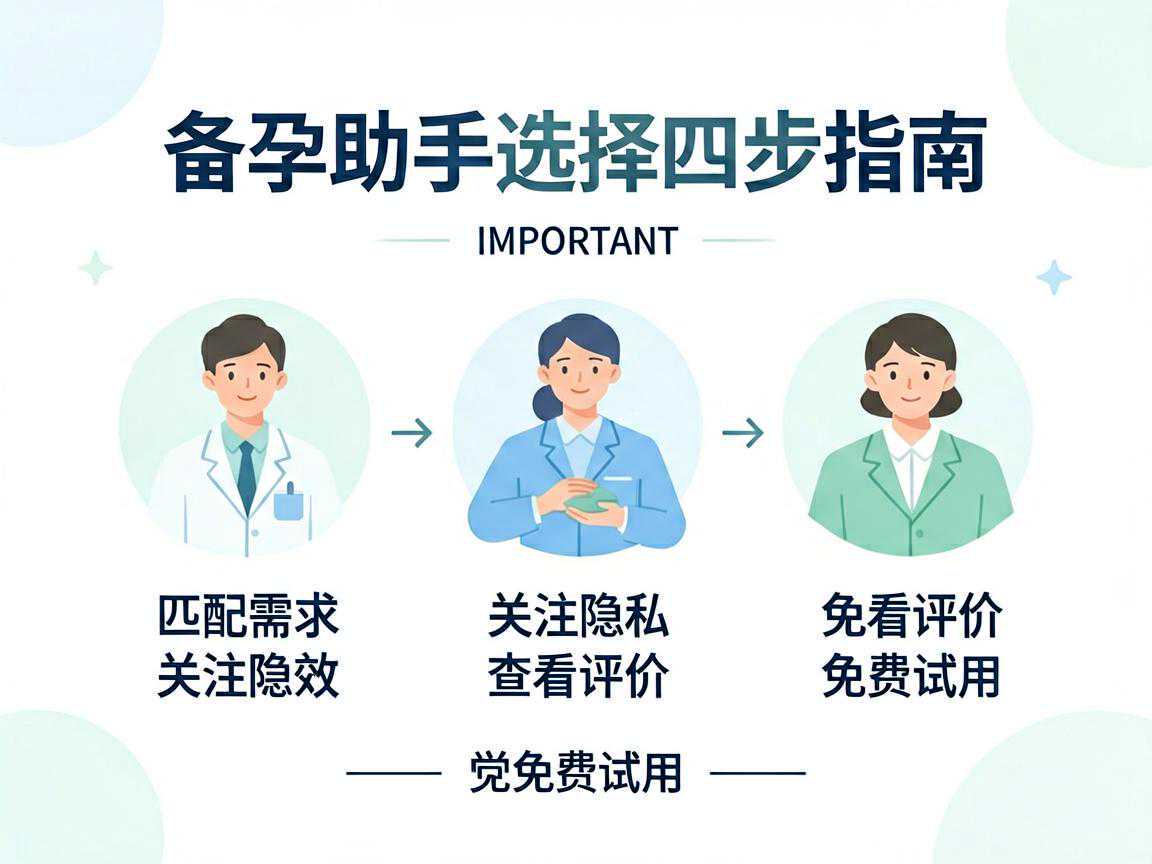 备孕助手选择四步指南:匹配需求→关注隐私→查看评价→免费试用