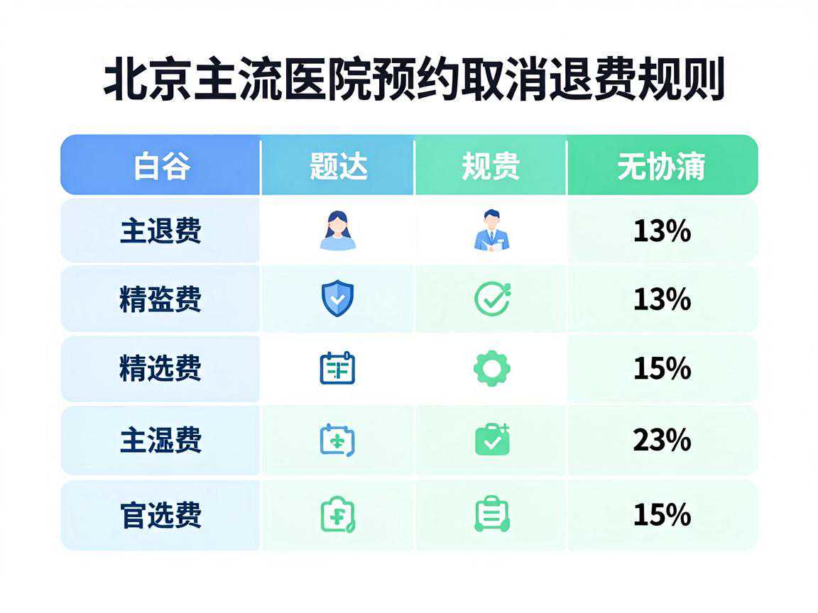 北京主流医院预约取消退费规则对比表