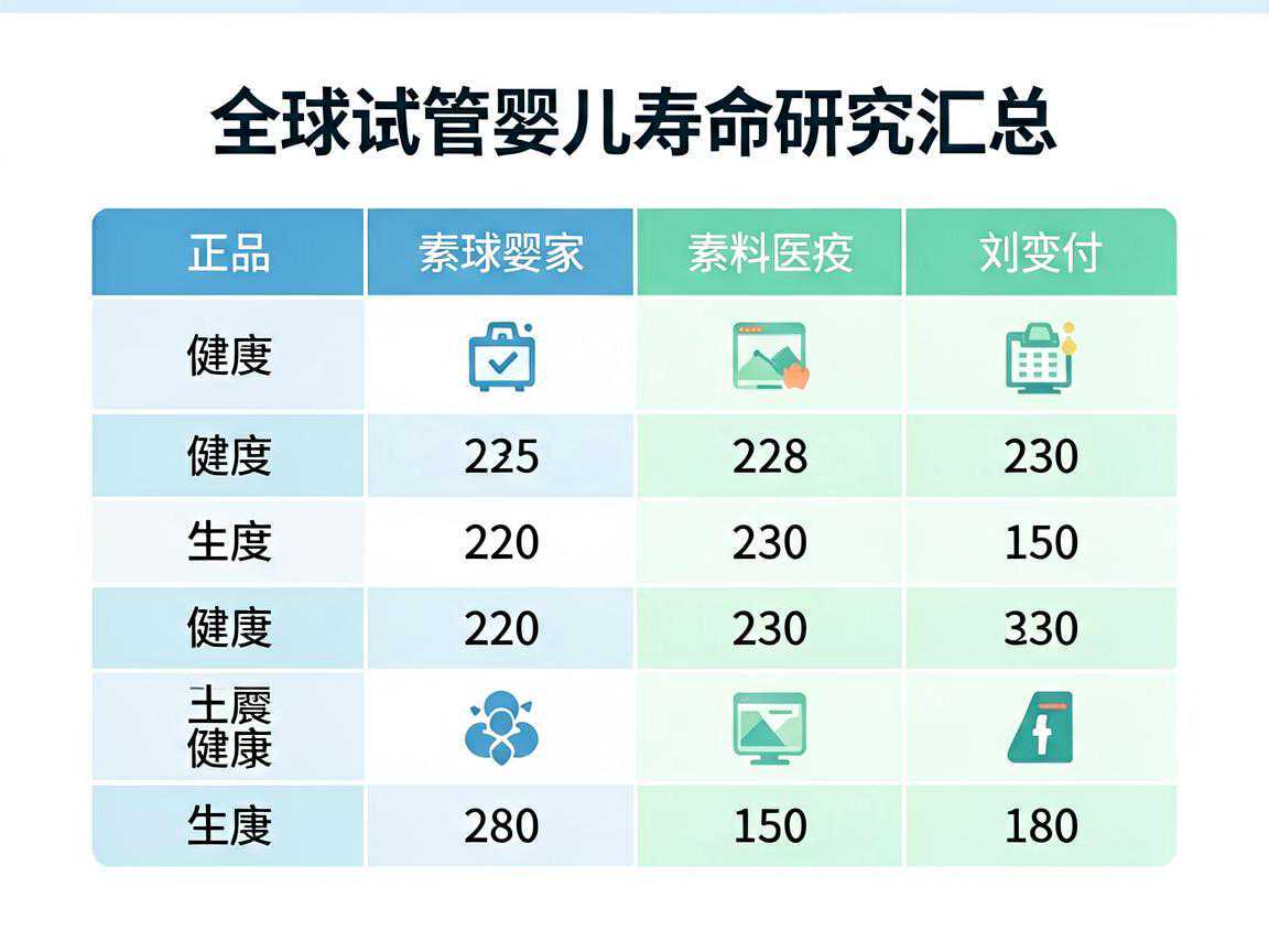 全球试管婴儿寿命研究汇总对比表