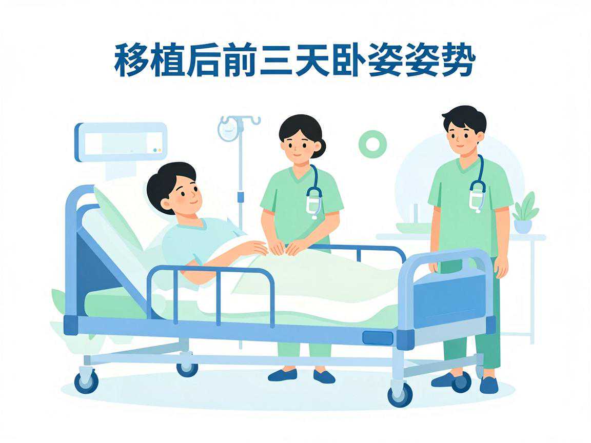 移植后前三天卧床姿势调整示意图