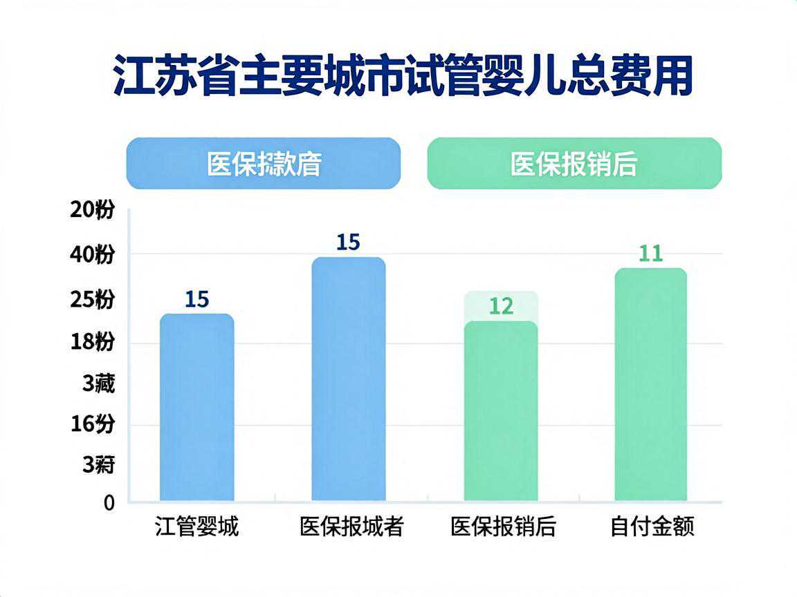 江苏省主要城市试管婴儿总费用与医保报销后自付金额对比