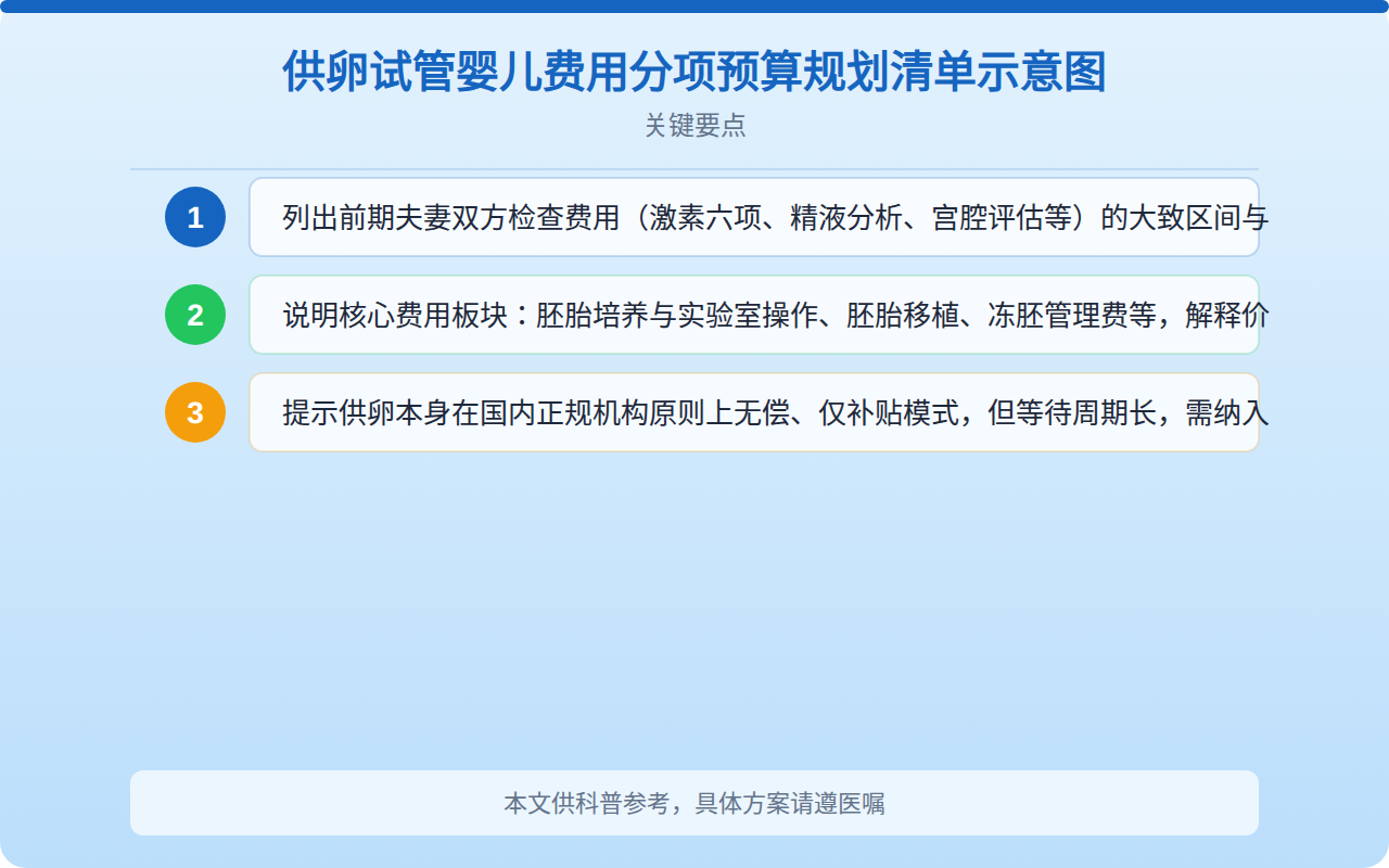 供卵试管婴儿费用分项预算规划清单示意图