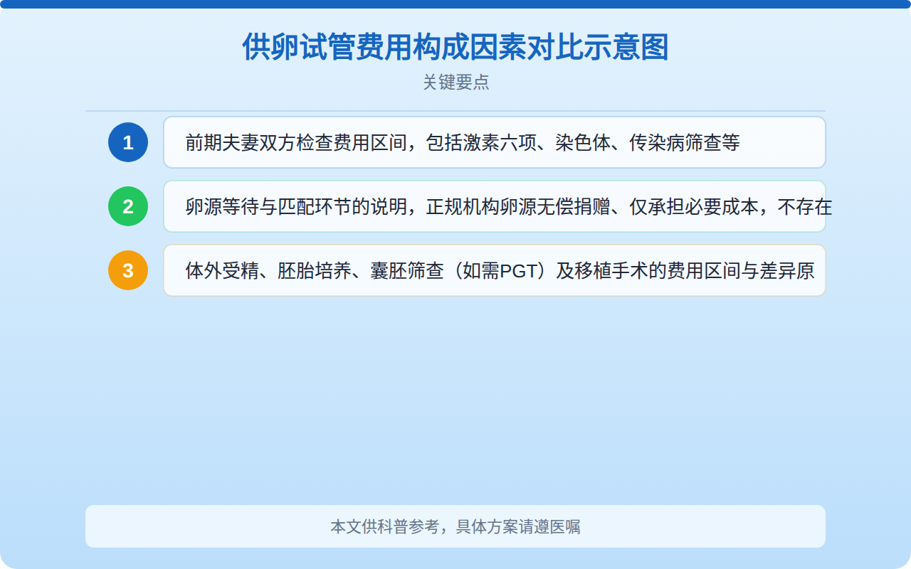 供卵试管费用构成因素对比示意图