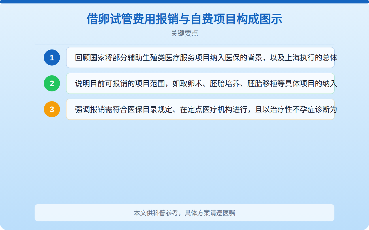 借卵试管费用报销与自费项目构成图示