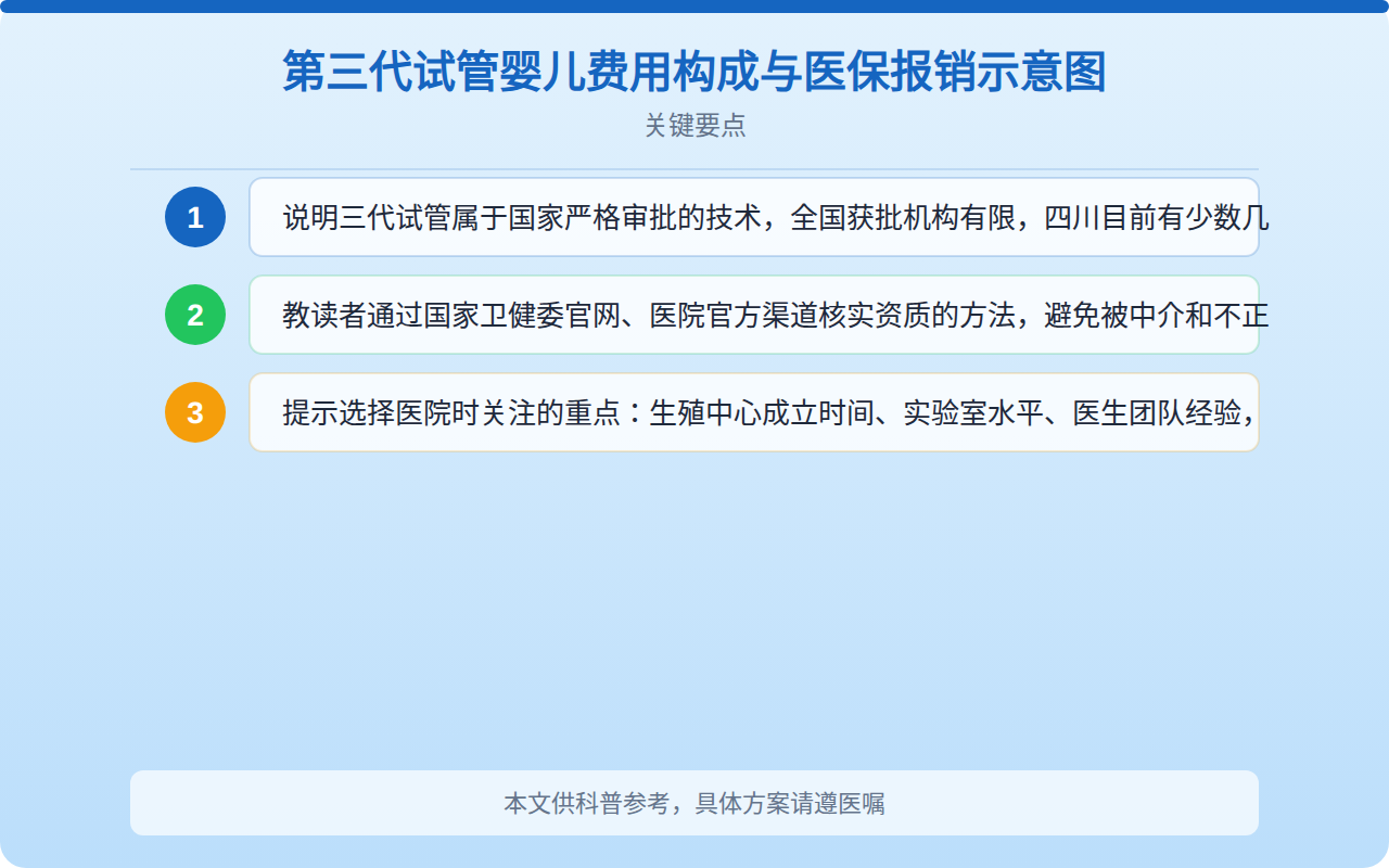 第三代试管婴儿费用构成与医保报销示意图