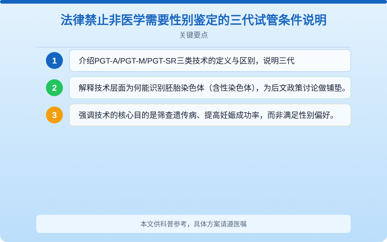 法律禁止非医学需要性别鉴定的三代试管条件说明