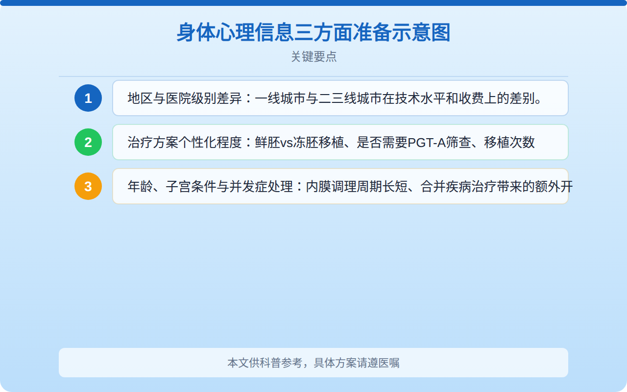 身体心理信息三方面准备示意图