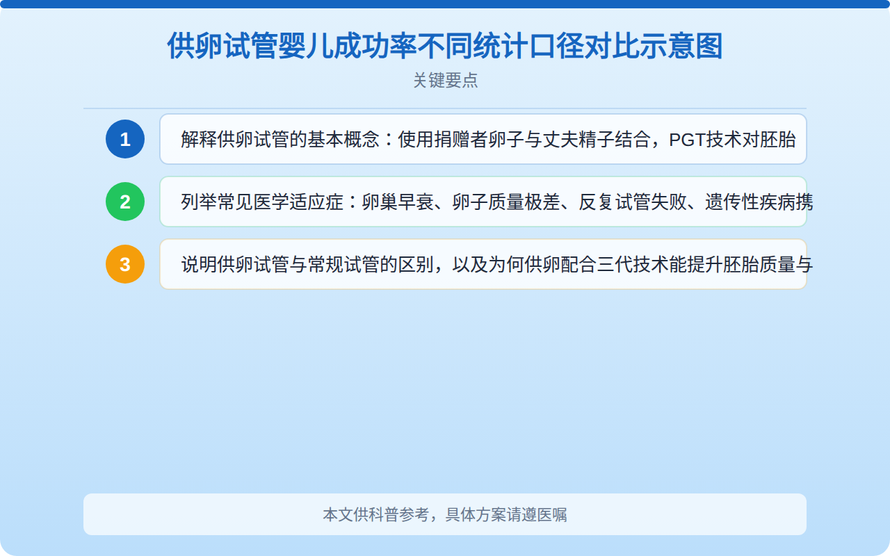 供卵试管婴儿成功率不同统计口径对比示意图
