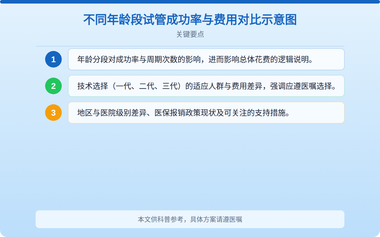 不同年龄段试管成功率与费用对比示意图