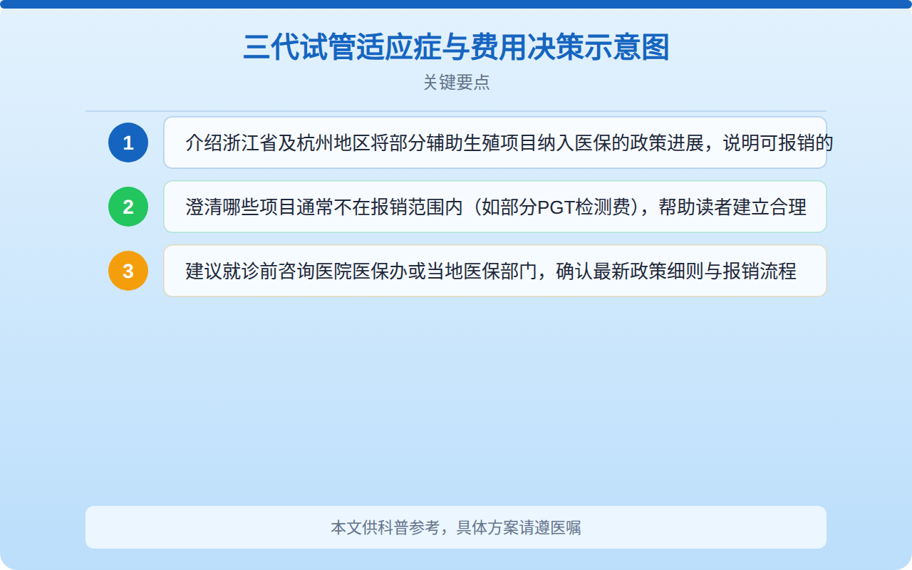 三代试管适应症与费用决策示意图