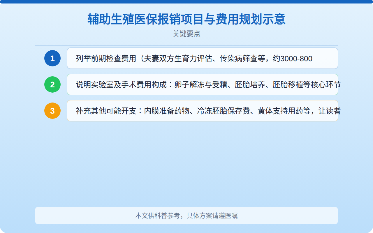 辅助生殖医保报销项目与费用规划示意
