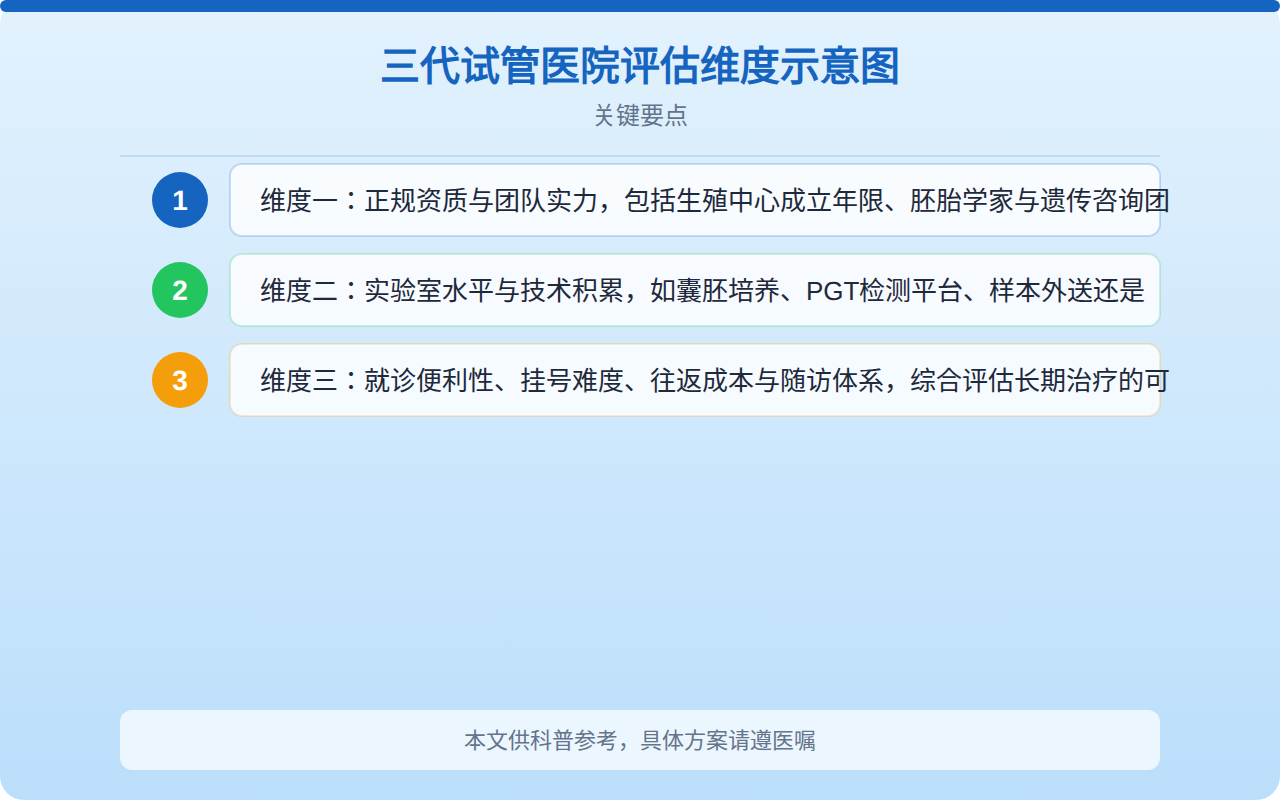 三代试管医院评估维度示意图