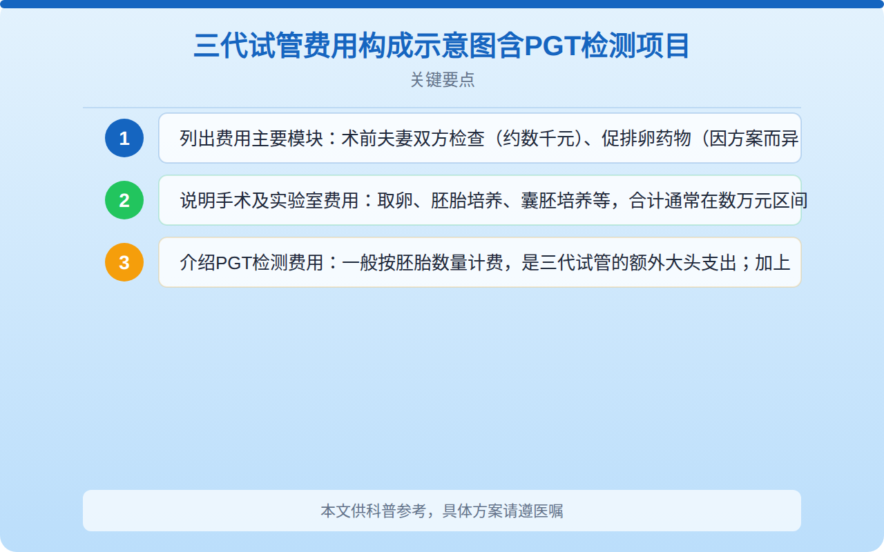 三代试管费用构成示意图含PGT检测项目