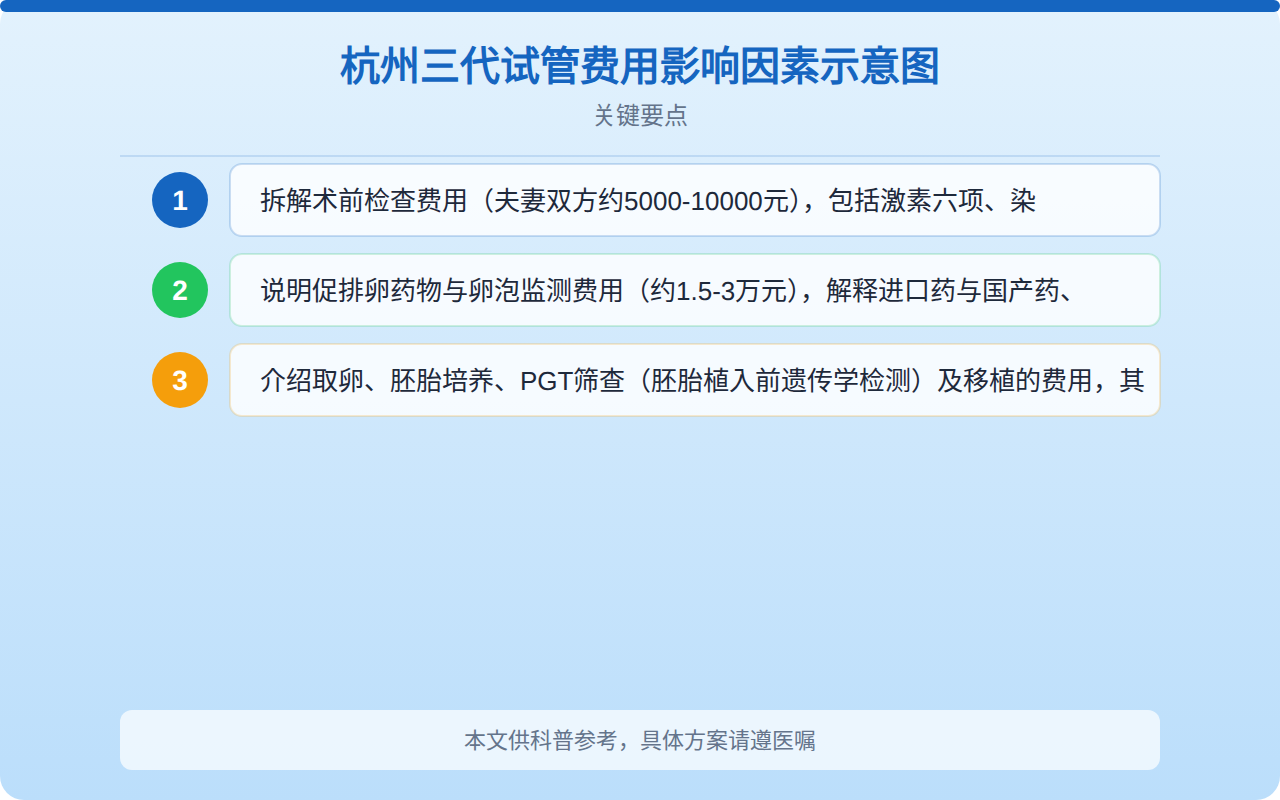 杭州三代试管费用影响因素示意图