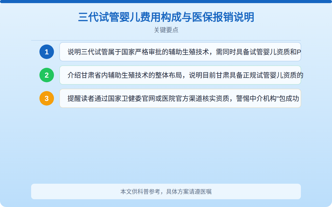 三代试管婴儿费用构成与医保报销说明