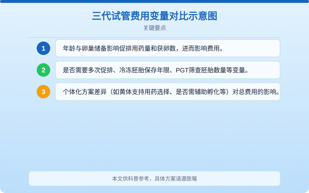 三代试管费用变量对比示意图