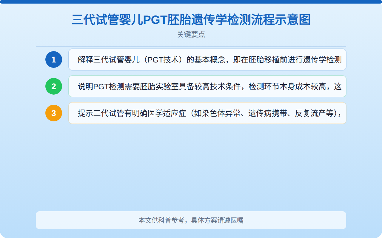 三代试管婴儿PGT胚胎遗传学检测流程示意图
