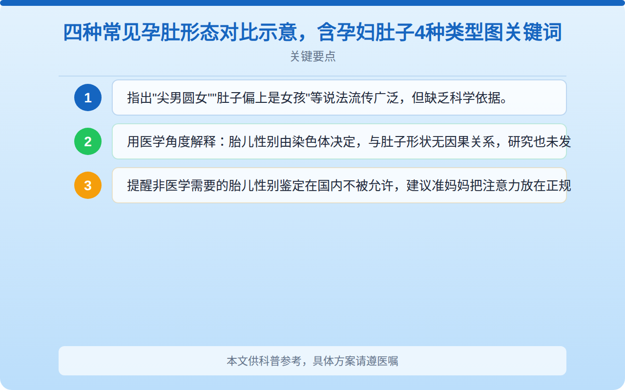 四种常见孕肚形态对比示意,含孕妇肚子4种类型图关键词