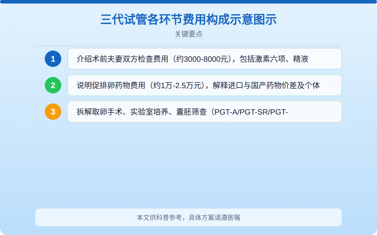 三代试管各环节费用构成比例图示