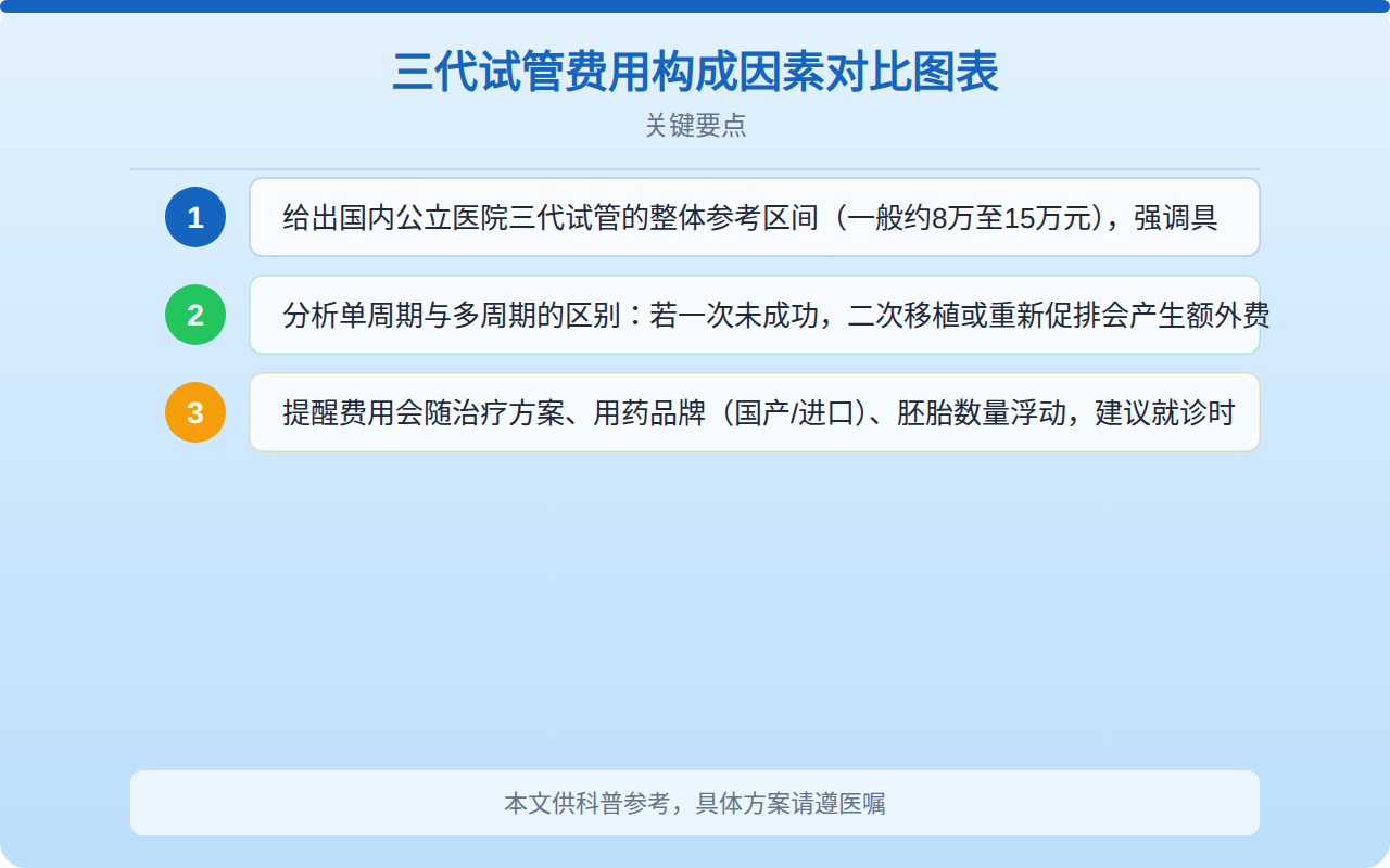 三代试管费用构成因素对比图表