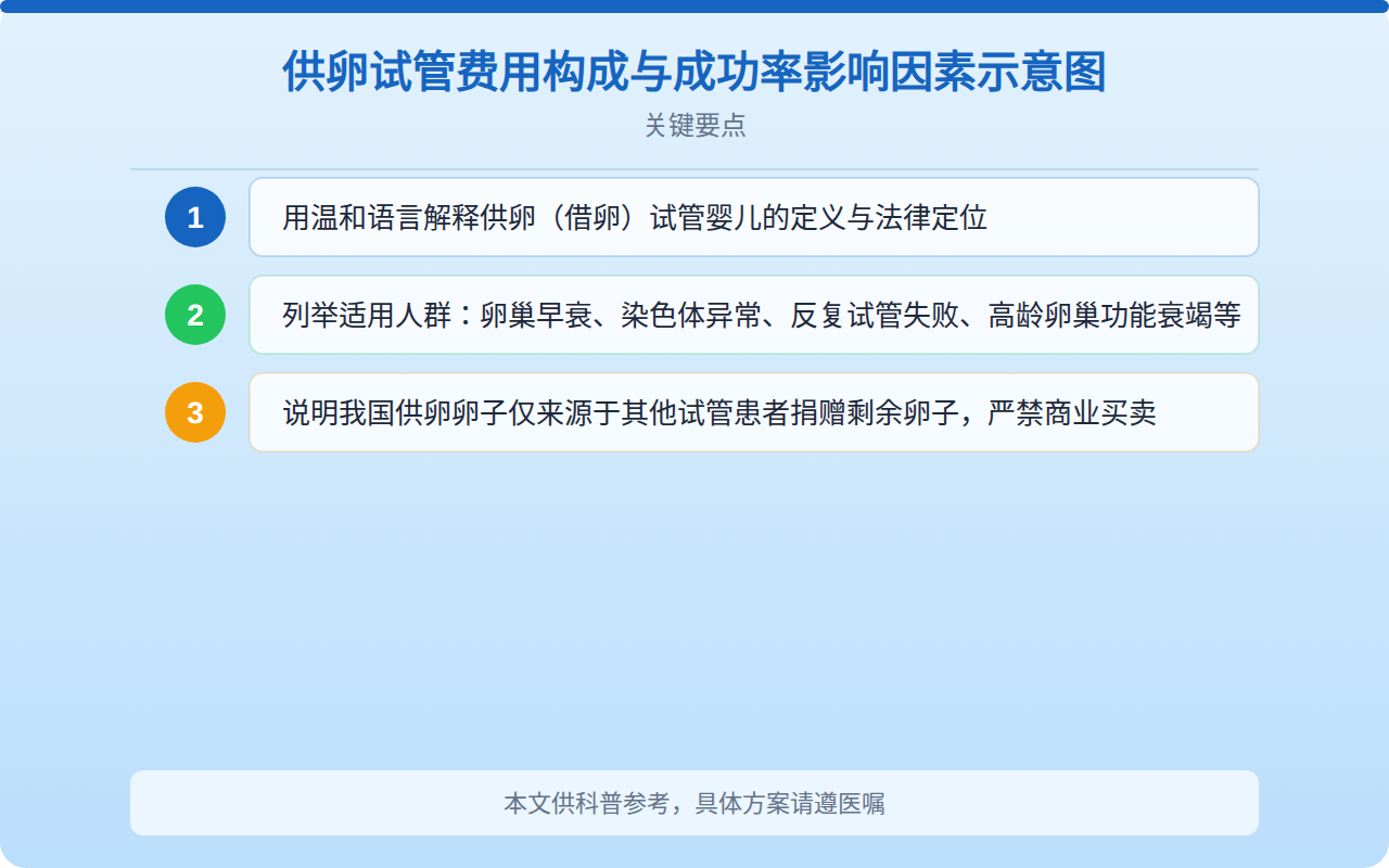 供卵试管费用构成与成功率影响因素示意图