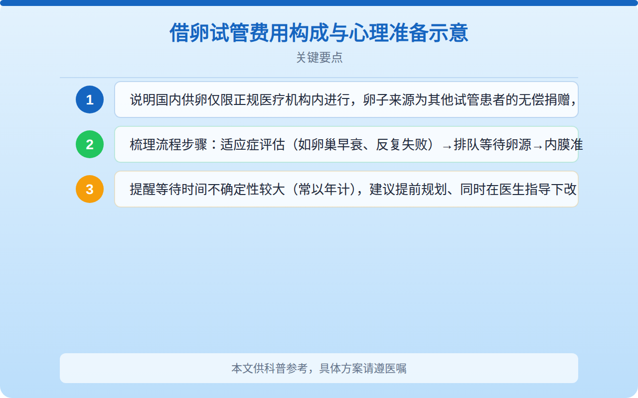 借卵试管费用构成与心理准备示意
