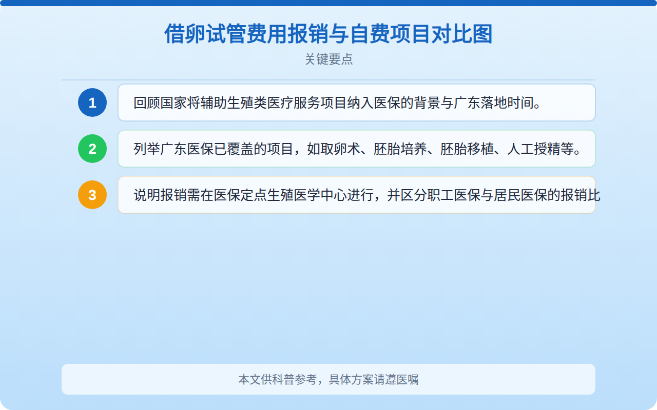 借卵试管费用报销与自费项目对比图