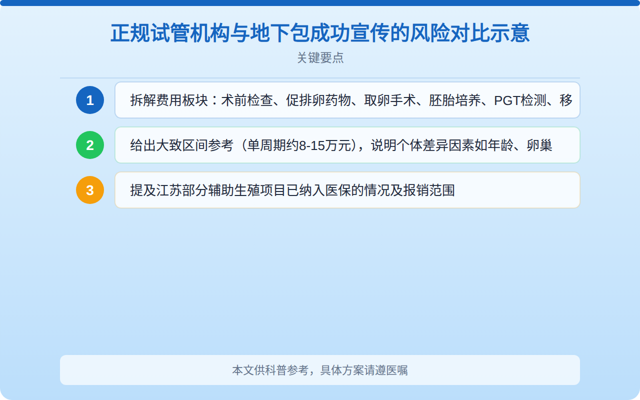 正规试管机构与地下包成功宣传的风险对比示意